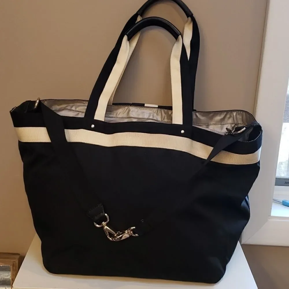 𝅺KATE SPADE BARROW STREET ANABEL BLACK WITH IVORY TRIM DIAPER BAG